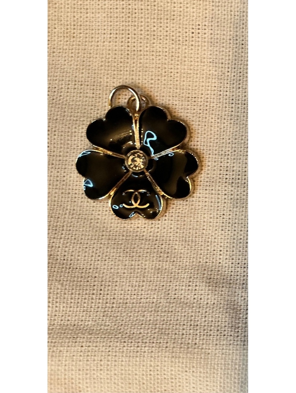 CC Black Flower Zipper Pull/Charm